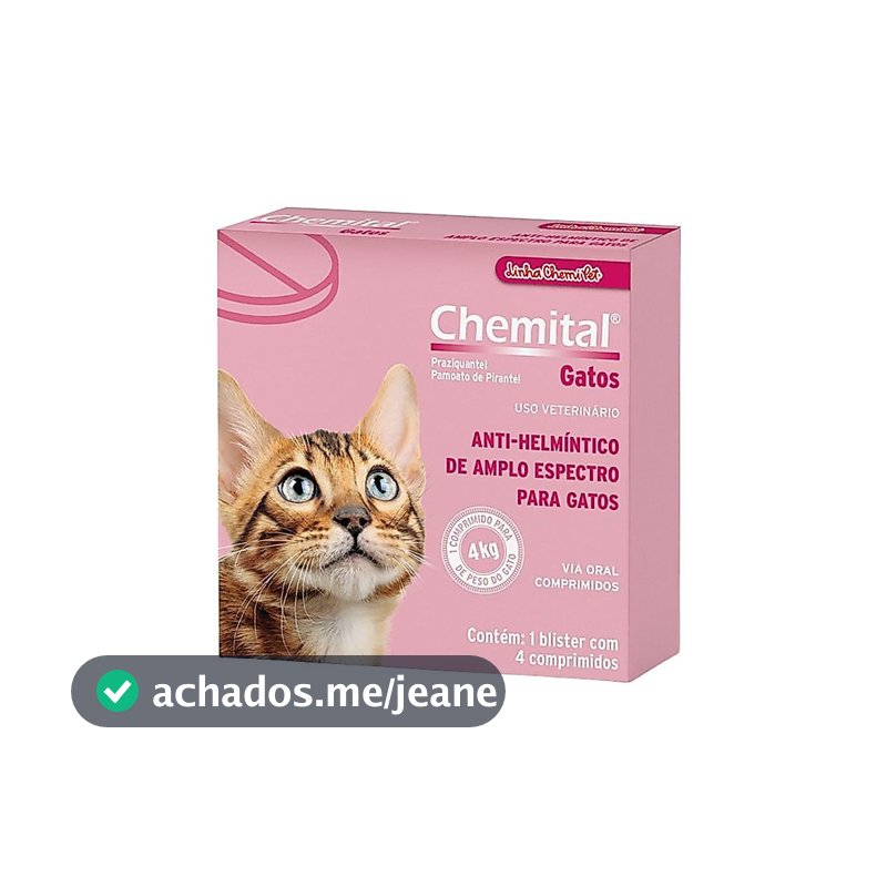 Vermífugo Chemital Chemitec Para Gatos  Embalagem Com 4 Comp