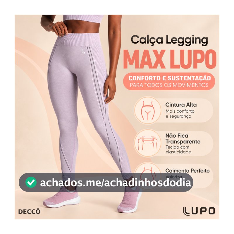 Calça Leg Legging Max Lupo Sport Tecnologia Sem Costura Seamless Dry para Treino de Alto Rendimento