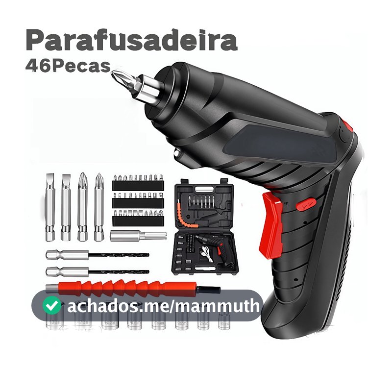 Kit Parafusadeira Doméstica com maleta Leve Portátil USB Recarregável