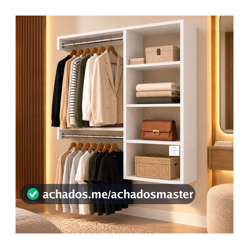 Arara Suspenso De Parede Closet Aberto Com Cabideiro -67