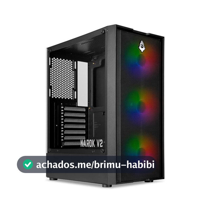Gabinete Gamer Mancer Narok V2, Rainbow, Mid-Tower, Lateral de Vidro, Com 3 Fans, Preto, MCR-NRK-V2