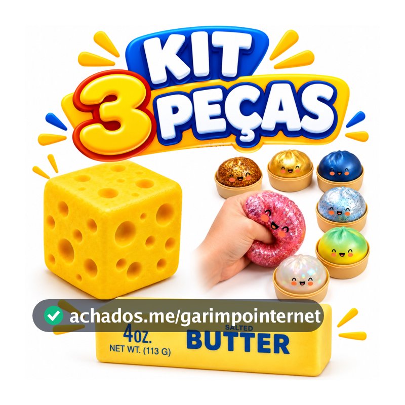 Kit 3 Baozi Squishy Queijo e Manteiga Brinquedo Sensorial Macio