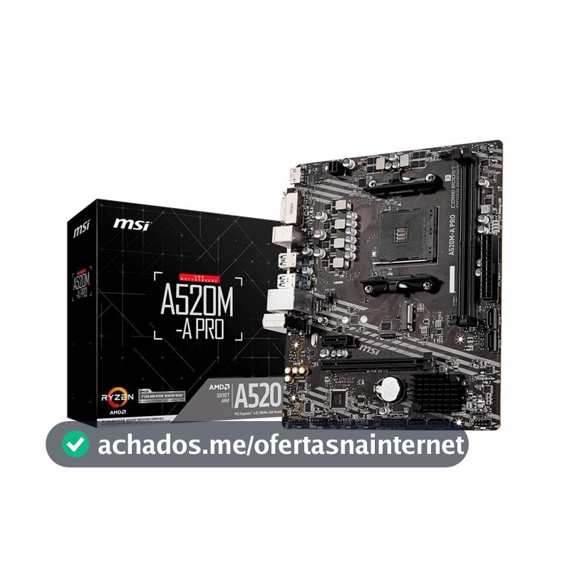 Placa-Mãe MSI A520M-A PRO, AMD AM4, mATX, DDR4, Preto - A520M-A PRO