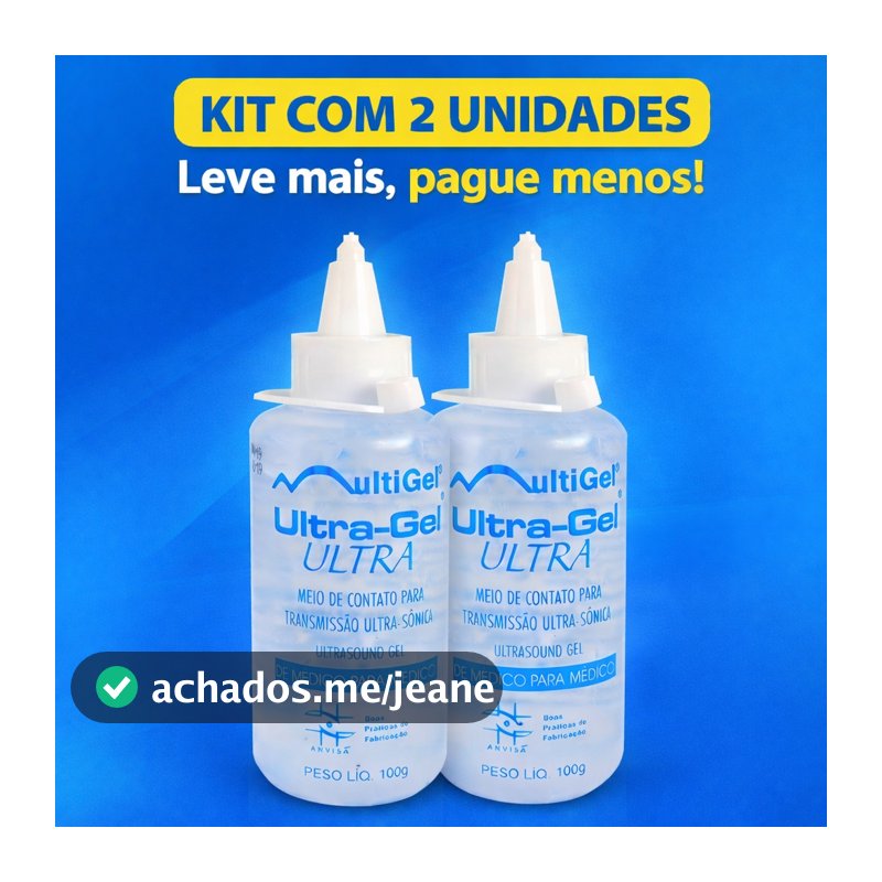 Kit com 2un de Gel Condutor para Ultrassom - Ultra Gel Ultra - Frasco 100G Multigel