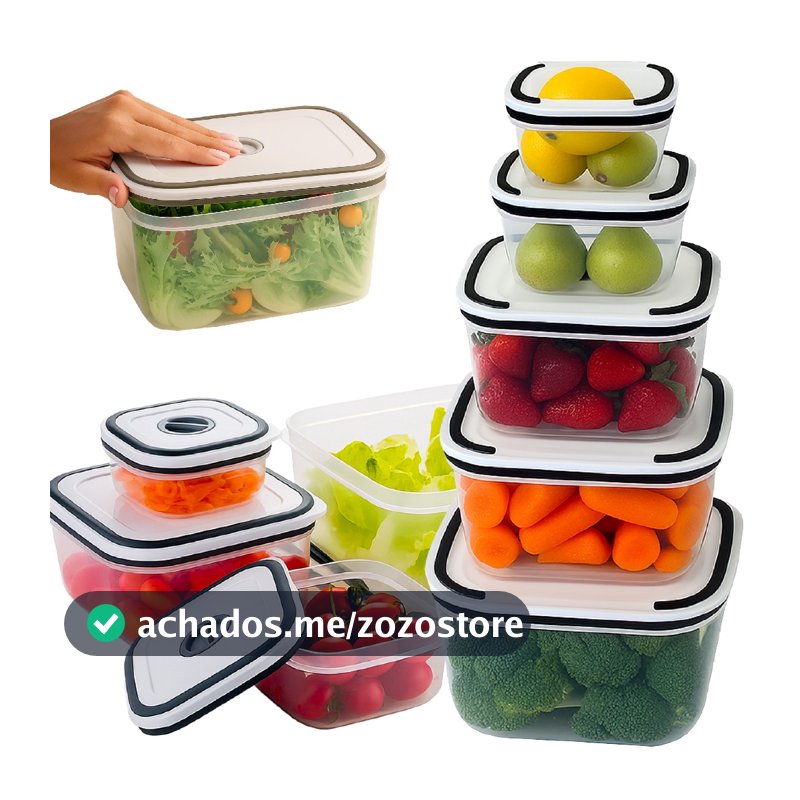 Conjunto De 5 Potes Herméticos De Plástico Retangular Com Tampa De Vedação Top