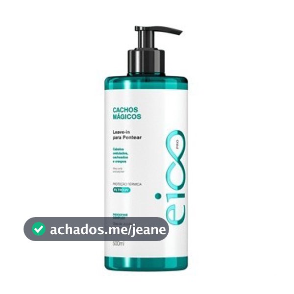Eico Pro Cachos Mágicos Leave-in Creme de Pentear Proteção Térmica 500ml Cabelos Ondulados Cacheados Crespos