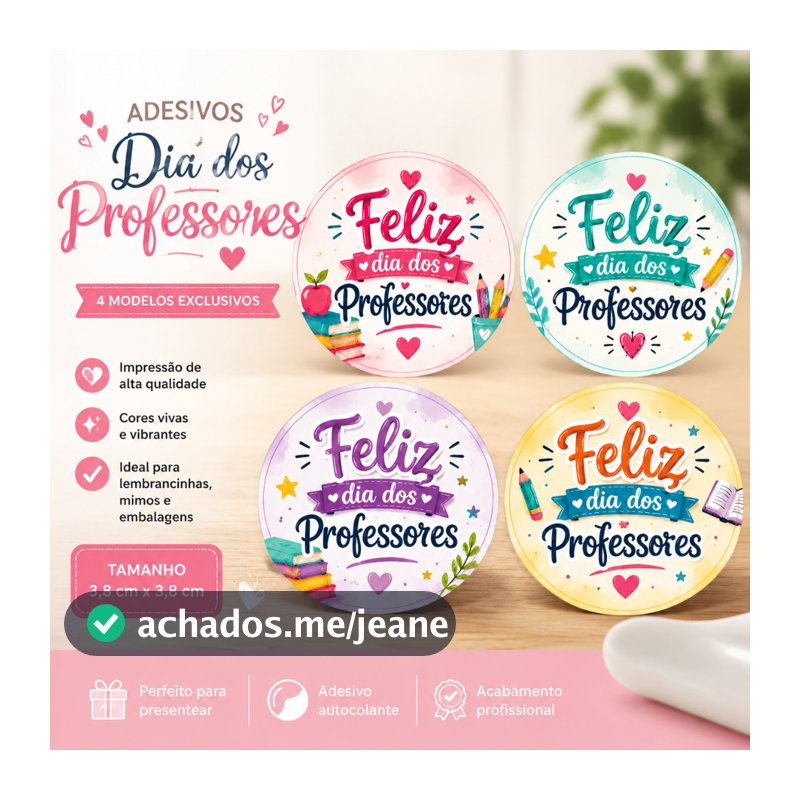 ENVIO IMEDIATO- 100 Adesivos DIA DOS PROFESSORES 3,8x3,8cm | adesivo embalagem | etiquetas adesivas PROFESSOR