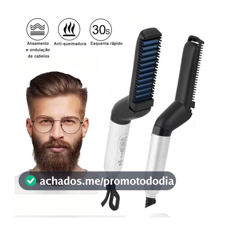 Chapinha modelador Pente Portatil para cabelo e barba masculino Pente Eletrico Escova Alisadora