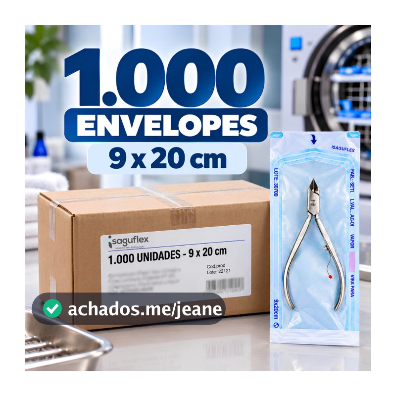 Envelope Esterilização 9x20cm Autoclave c/1000 Unidades Autosselante Manicure Alicate Cutícula