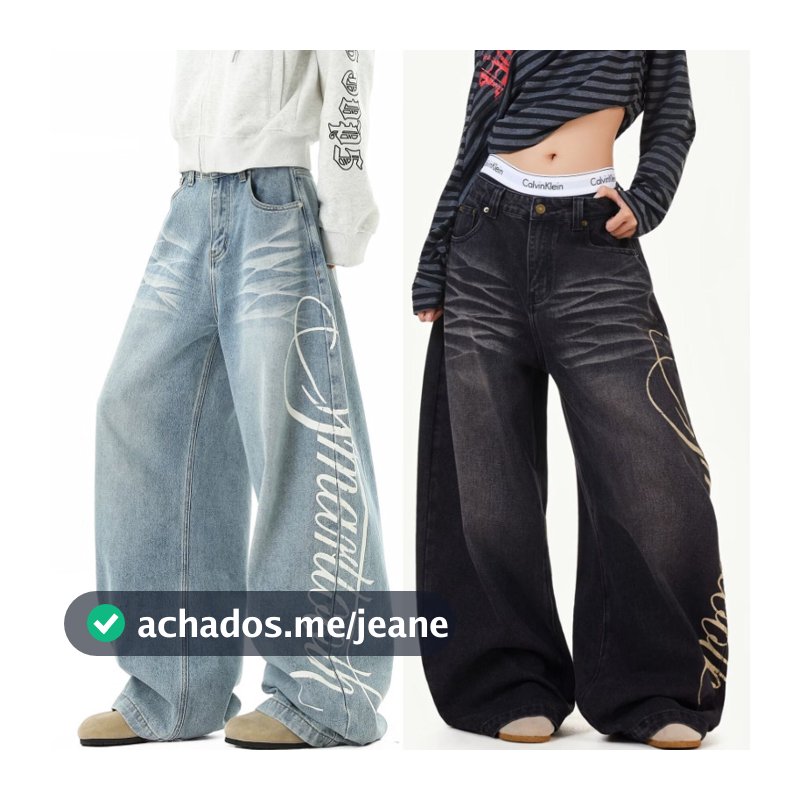 Calça Jeans retrô americana masculina solta Casual reta calça larga feminina