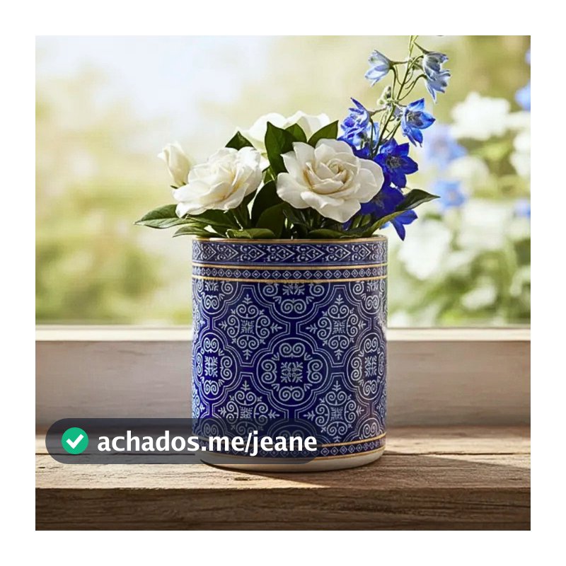 Cachepôs Vaso Azulejo Português Azul Branco 10 cm Arranjos Flores  Suculentas