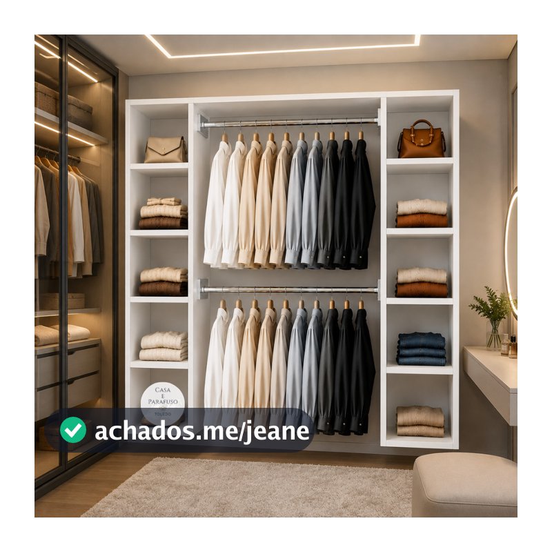 Closet Suspenso Organizador de Roupas com 2 Cabideiros e Prateleiras 125cm- 188