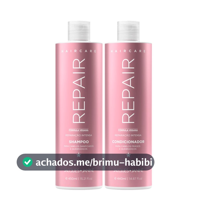 Kit Hair Care Repair Jacques Janine Shampoo Sem Sal 450ml + Condicionador Leave-in 440ml Reconstrução Hidratação