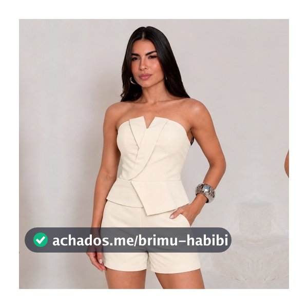 Conjunto Alfaiataria  Feminino Curto Tomara Que Caia e Shorts Blogueira