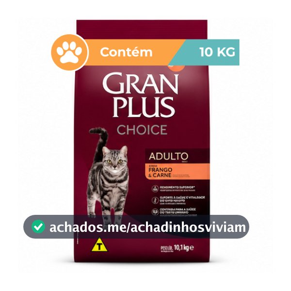 Ração Gran Plus Choice Frango Carne Gatos Adultos 10,1kg