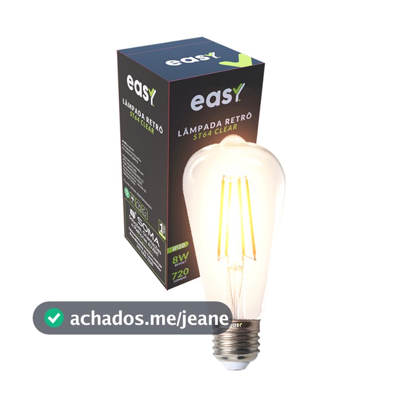 Kit 4, 5 ou 6 Lâmpadas Led ST64 Vintage Clear 8w 2400k Branco Quente E27 Bivolt Easy