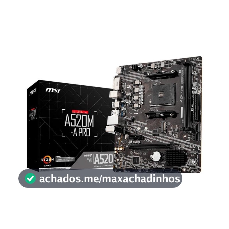Placa-Mãe MSI A520M-A PRO, AMD AM4, mATX, DDR4, Preto - A520M-A PRO