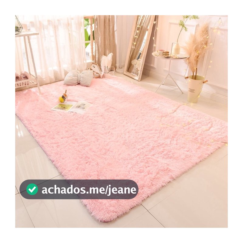 Tapete Felpudo Rosa Bebe/Claro/Pink Peludo p/ Sala Quarto de Menina Antiderrapante