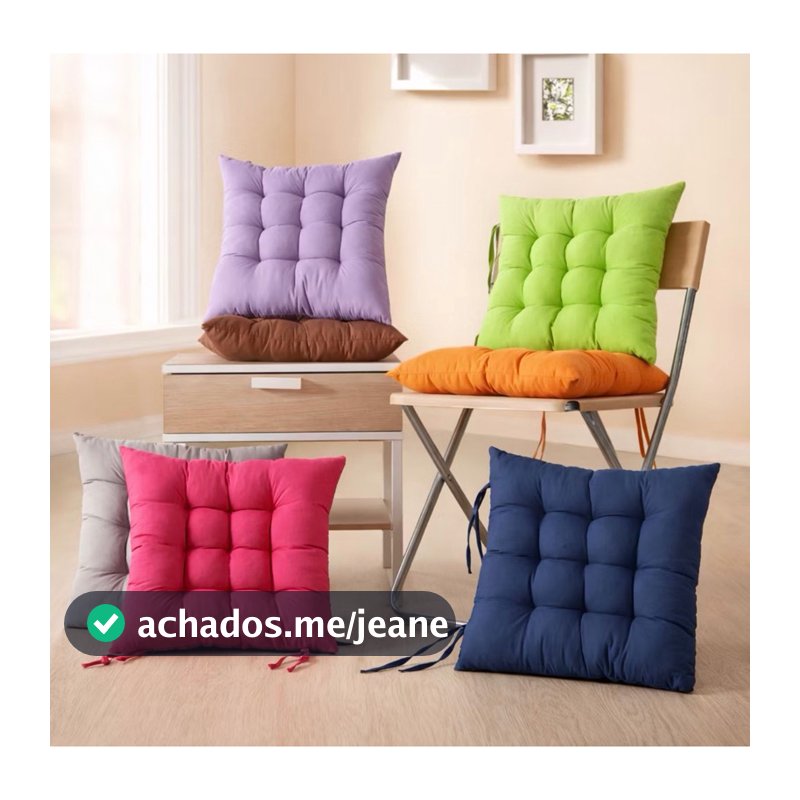 KIT 6 Almofadas para Cadeira 40x40 Futon Macia Confortável Assento Cozinha Sala Varanda Escritório