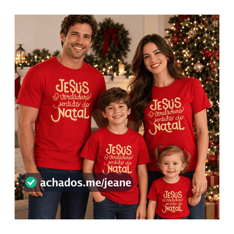 Camiseta de Natal Jesus Cristã Para toda Família Camisa Estampada  Algodão 30.1 Premium