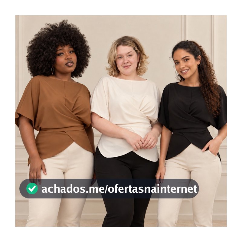Blusa Feminina em Sedinha Transpassada Manga Morcego Assimétrica Elegante
