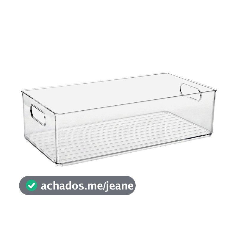Organizador Retangular Para Geladeira Multiuso Acrílico Gaveta Cozinha 20x40cm - Plasutil