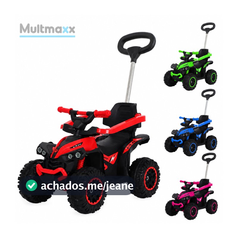 Quadriciclo Infantil Carrinho de Passeio com Empurrador Musical e Farol Brinquedo Andador Multmaxx