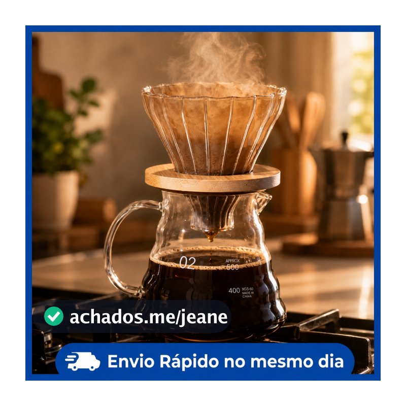 Conjunto Kit Cafeteira E Coador Vidro Borossilicato Chaleira Bule Para Café Chá V60