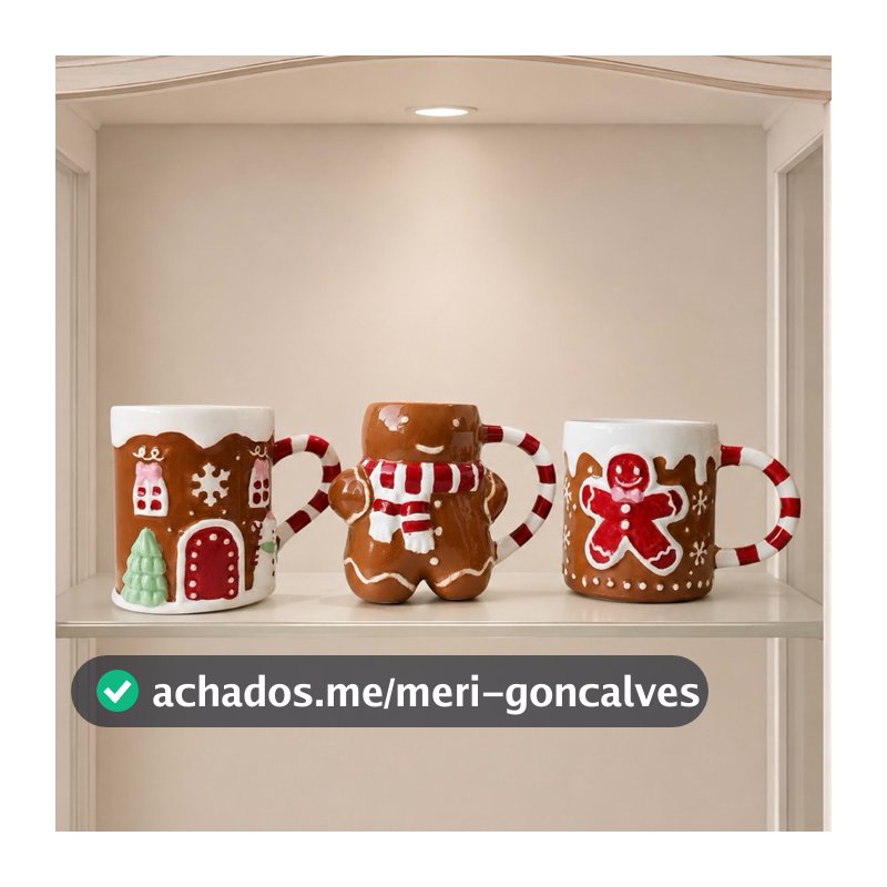 Caneca de Cerâmica Xícaras Divertidas de Natal Papai Noel Soldadinho Quebra-Nozes Biscoito de Natal Gingerbread
