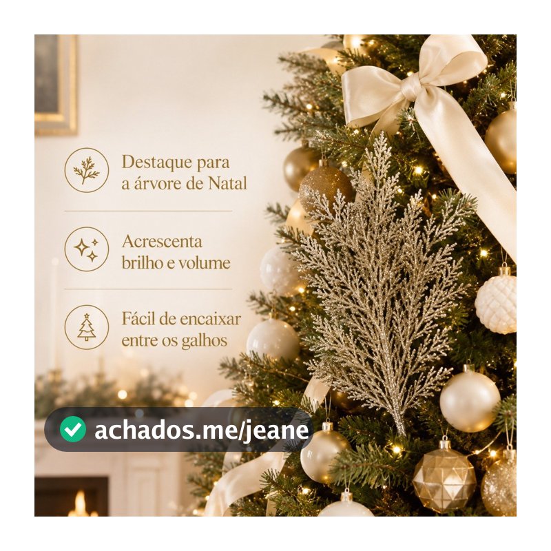 Kit 20 Galhos de Pinheiro Artificial Vermelho com Glitter, Enfeites para Árvore de Natal, Guirlanda e Arranjos