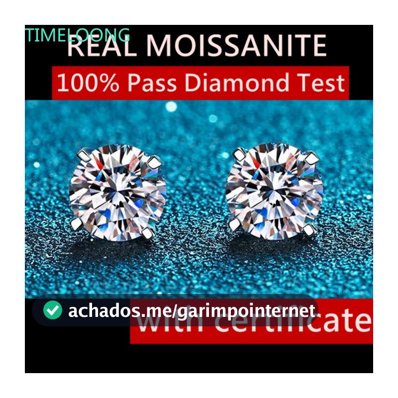 Reais Moissanite 3/4/5/6.5MM Diamond S925 Prata Para Mulheres Homens Brincos GRA Pass Diamond Test