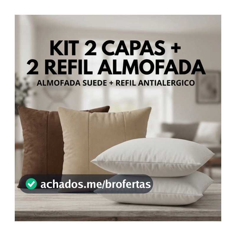 Kit Até 4 Capas Almofada Com Enchimento 40x40cm Tecido Suede Qualidade Zíper Escondido Envio Rápido