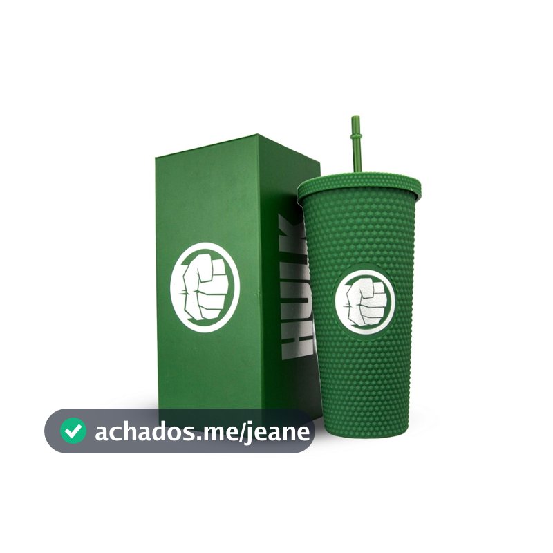 Copo Marvel Hulk Canudo 710ml Verde Tampa Rosqueável