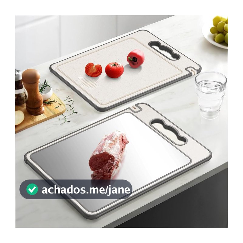 Tábua De Corte Dupla Face 304 De Aço Inoxidável, Antimofo e Antibacteriano, Ferramenta de Cozinha