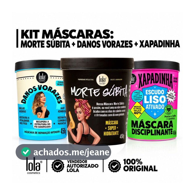 Cronograma Lola Cosmetics - Morte Súbita 450g + Danos Vorazes 450g + Xapadinha 450g - Tratamento Completo