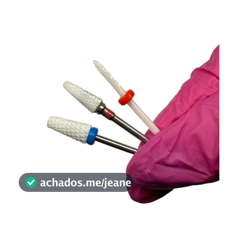 Kit 3 Brocas Cerâmica Acabamento Unha Nail Gel Motor Manicure Profissional