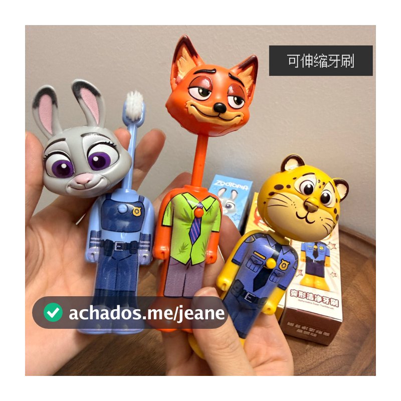 Escova de Dentes Retrátil Crazy Animal, Escova de Dentes Transformável Nijukudi com Cerdas Macias, Versão Infantil com C