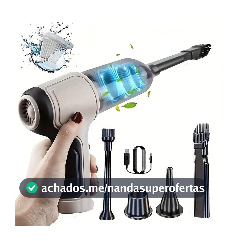 Aspirador Sem Fio 3 Em 1 Para Carro Bivolt 9000Pa Mini De Pó Casa E De Uso Duplo