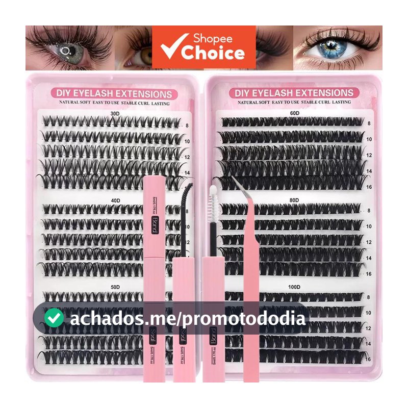 Kit De Cluster De Cílios DIY 30D-100D 8-16MM Mix-Extensões De Banda Fina De Volume Com Vedação De Ligação E Pinça
