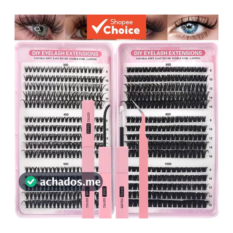 Kit De Cluster De Cílios DIY 30D-100D 8-16MM Mix-Extensões De Banda Fina De Volume Com Vedação De Ligação E Pinça
