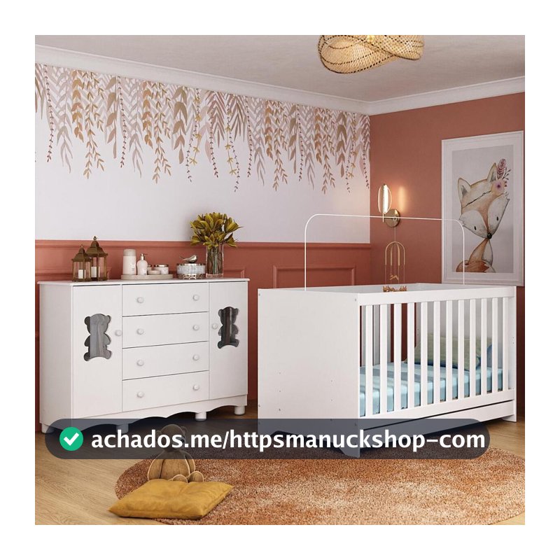 Berço Americano 3 em 1 com Cômoda 2 Portas 4 Gavetas Ternura Multimóveis MP4730