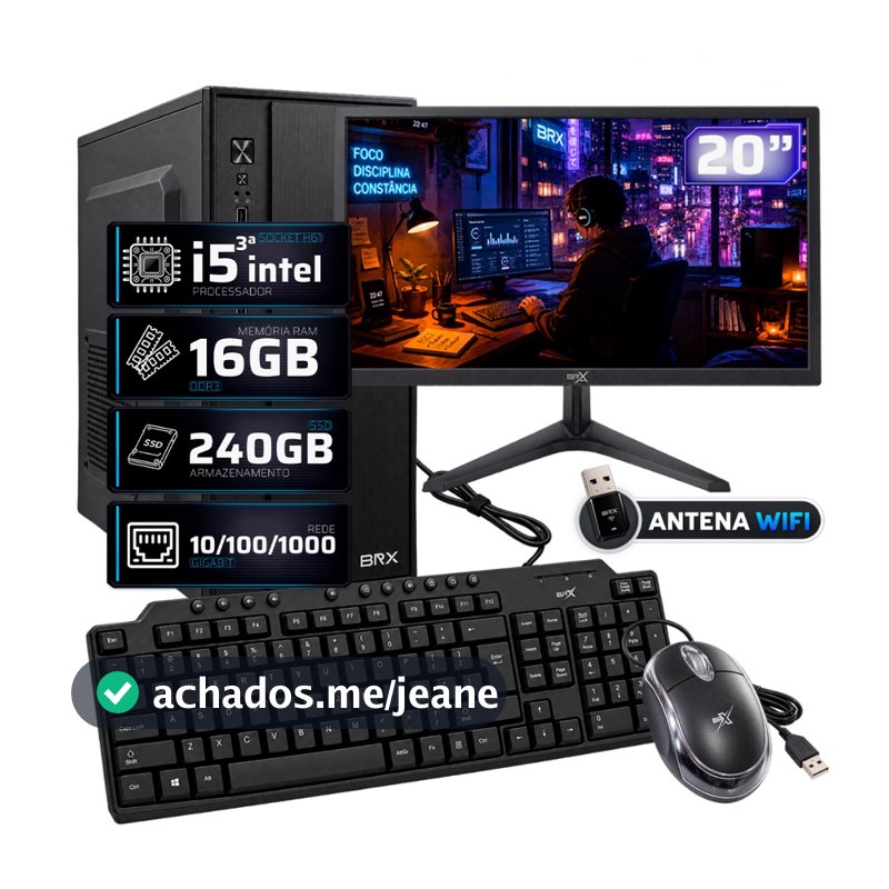 Computador Completo Intel I5 3a 16gb Ssd 480gb Monitor 20"