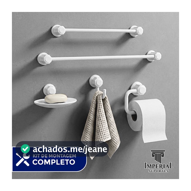 Kit de Acessórios para Banheiro 5 Peças Luxo Suporte Lavabo Toalheiro Porta Papel Saboneteira