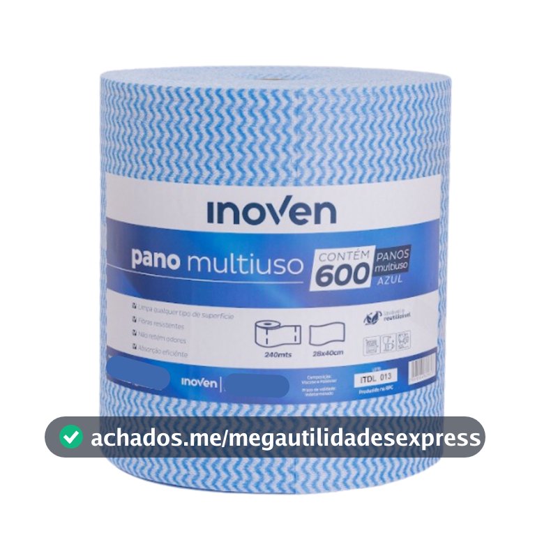 Pano Multiuso Perfex Limpeza 28x40 Cm Rolo 600 Un 240 Metros