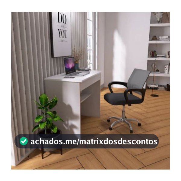 Kit Mesa Escrivaninha Com Gaveta + Cadeira Diretor Preto/Branco