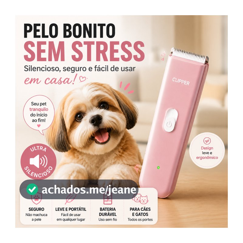 Aparador de Pelos Pet 6000RPM Silencioso Lâmina Cerâmica Recarregável À Prova D’Água Cães e Gatos