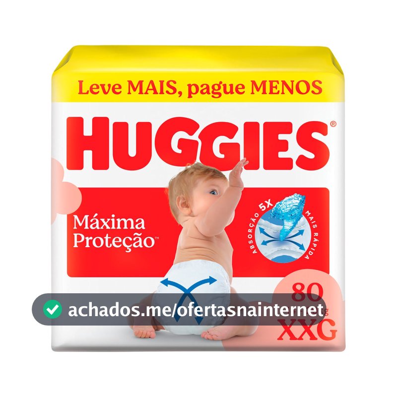 Fralda Huggies Máxima Proteção Tamanho XXG 80 Unidades Descartáveis