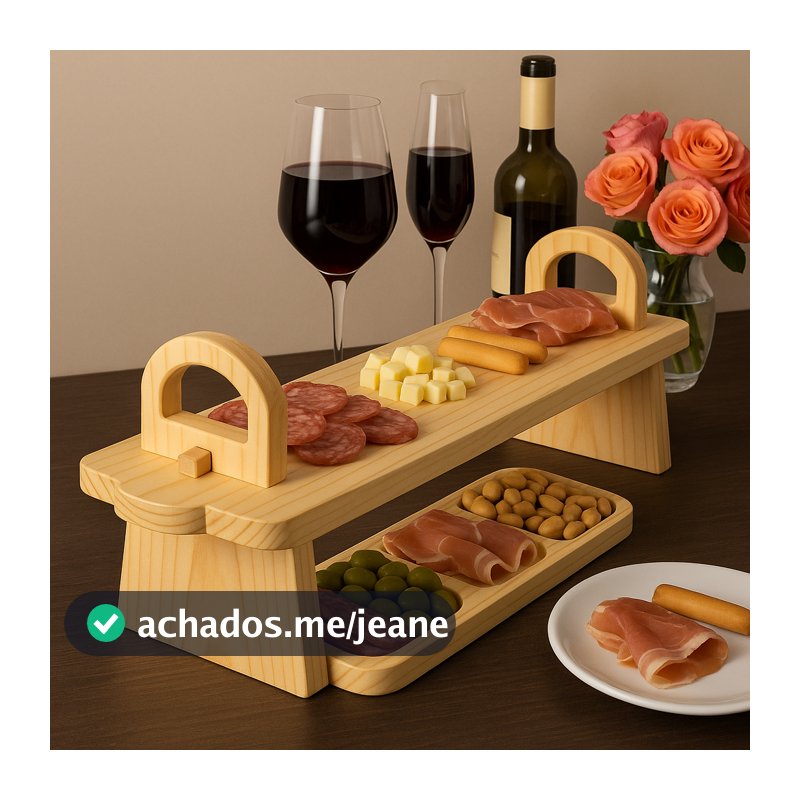Tabua de Frios Madeira Pinus Servir Porções Petiscos Petisqueira para Pão Luxo Ceia Natal Decorativas