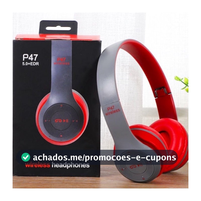 Fone P47 Headphone Sem Fio Estéreo Redução de Ruídos Bluetooth 5.0 Universal Marisa