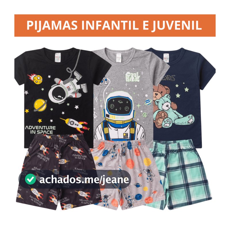 Pijama Infantil Menino Verão Estampado Confortável Divertido Tam 1 ao 14